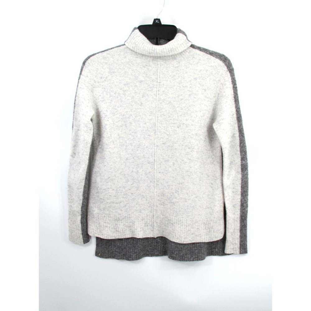 Athleta Pullover Sweater Womens XS White Gray Merino Wool Color Block 500936-00